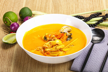 Thai Tom Yum soup with seafood