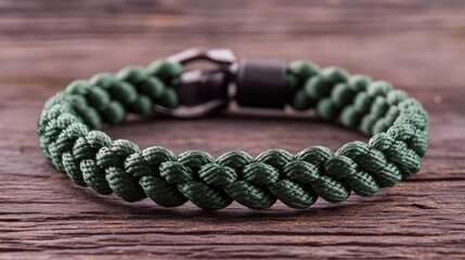 Green Paracord Bracelet for Survival, Camping, and Multifunctional Uses