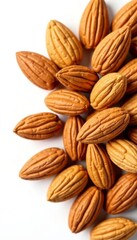 Fototapeta premium A collection of whole almonds isolated on a white background for nutrition concepts, isolated, organic, almond