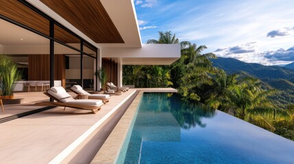 Luxury minimalist villa with a private infinity pool, panoramic nature views, and seamless indoor-outdoor flow