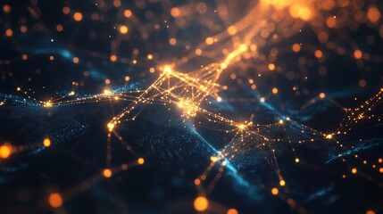 Obraz premium Close-up of Quantum Bits Forming a Glowing Network