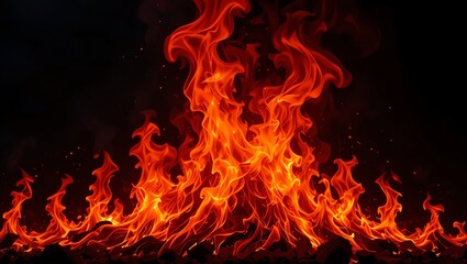 Vibrant flames rising against a dark background, showcasing the energy and beauty of fire in its natural form.