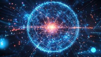 Fototapeta premium AI-powered Quantum Satellite Transmitting Encrypted