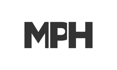 MPH logo design template with strong and modern bold text. Initial based vector logotype featuring simple and minimal typography. Trendy company identity.