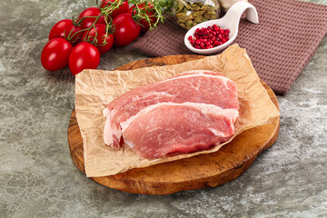 Raw pork steak for cooking