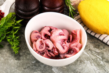 Marinated baby octopus snack appetizer