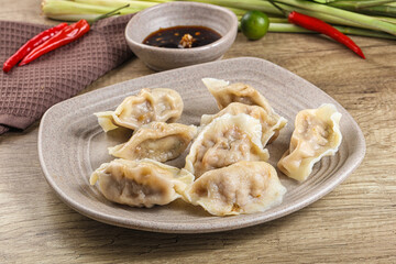 Asian steamed dumplings with meat