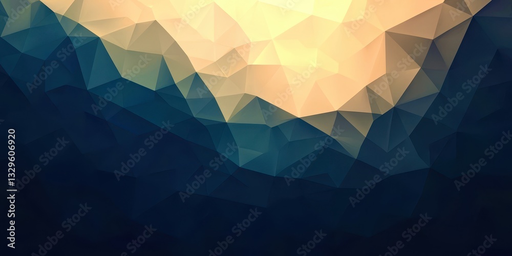 Poster a blue and yellow abstract image with a triangle shape