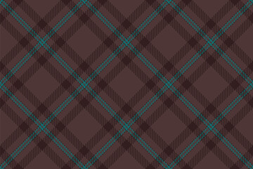 Full pattern check fabric, sexy seamless textile texture. Femininity plaid vector tartan background in red and dark colors.