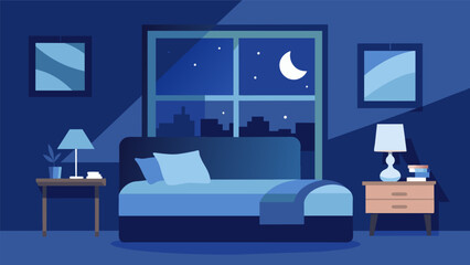 A serene bedroom with no screens in sight promoting a restful and uninterrupted nights sleep.. Vector illustration