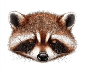 Obraz premium Sleeping Raccoon Illustration Detailed Close up Portrait of a Relaxed Animal