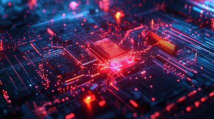 Fototapeta premium Holographic Quantum Machine Glowing with Intricate Design