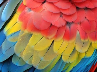 Fototapeta premium Vibrant Parrot Feathers Close-Up.