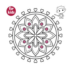 Pattern in the form of a mandala. Henna tattoo mandala. Mehndi style. Decorative pattern in oriental style. Coloring book page.