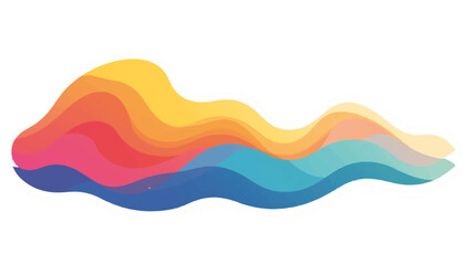 Stylized geometric wave in rainbow colors on white background, creativity