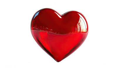 Fototapeta premium Shiny red heart PNG with glossy 3D effect isolated on a transparent background for romantic design