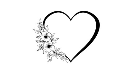 Elegant floral heart outline design for digital use