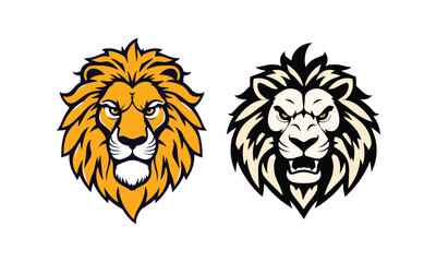 Black and Gold illustration of Lion head vector with ion head angry roaring logo vector silhouette