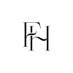 FH monogram logo design letter text name symbol monochrome logotype alphabet character simple logo