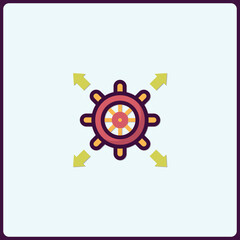 Stylized icon illustration of directions and navigational guidance metaphor