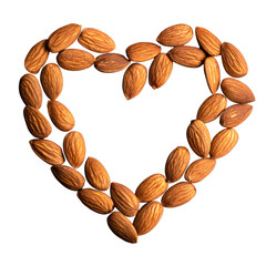 heart shaped almonds isolated on transparent background Generative Ai