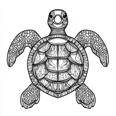 Fototapeta premium Detailed illustration of a turtle featuring intricate patterns and designs.