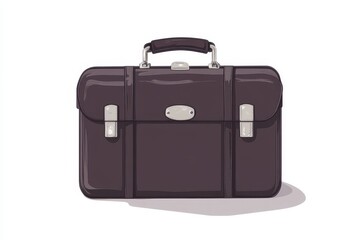 Elegant Black Leather Briefcase with Handle and Silver Accents