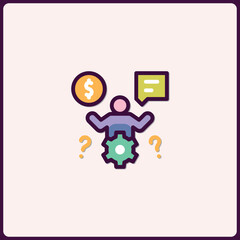Business challenges and financial strategy icon with modern color theme