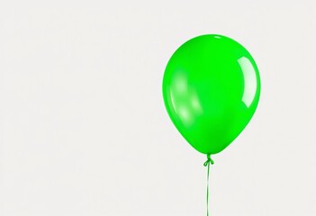 A vibrant green balloon gleams, isolated against a plain background, stock photo, air