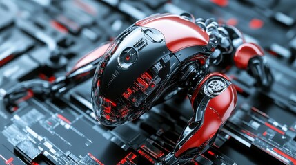 Fototapeta premium Quantum Nanobot Assembling Circuits at Atomic Scale