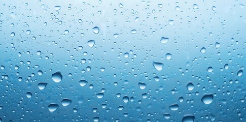 A close-up view of water droplets on a surface, creating a textured, calming blue backdrop.