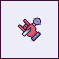 Stylized icon illustration, rock gesture and lollipop treat illustration