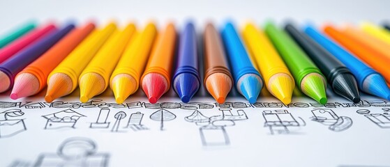 Fototapeta premium Vibrant Colored Pencils Ready for Artistic Creation