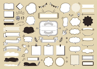 ポップな吹き出しと飾りのイラストセット