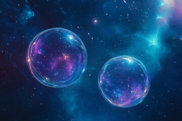 Cosmic bubbles in a vibrant galaxy space scene