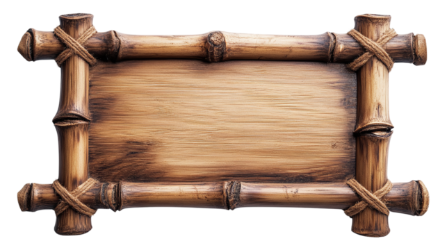 Bamboo sign plate cut out. Isolated on a transparent background. - Powered by Adobe