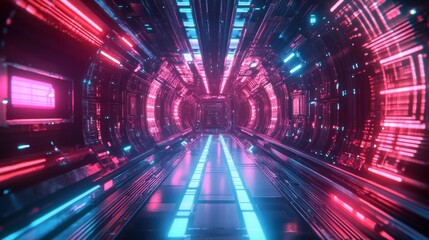 Fototapeta premium Microchip with Floating Holographic Quantum Data