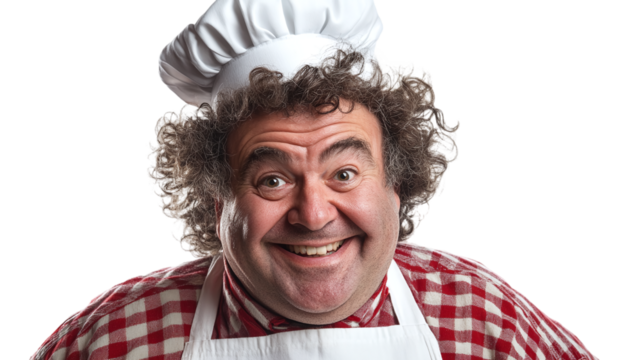 Cheerful chef, cut out. Isolated on a transparent background.