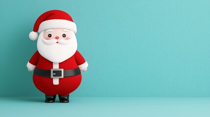 Cartoon Santa on Teal Background