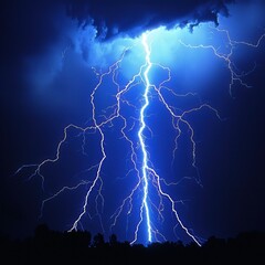 A striking lightning display captured in the sky showcasing nature's power during a thunderstorm