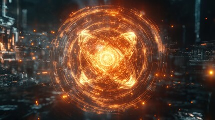 Obraz premium Quantum System Glowing with Floating Qubit Patterns