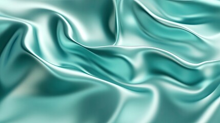 Fototapeta premium Stunning Teal Silk Fabric Draped and Flowing Smoothly Luxurious Texture Background Image