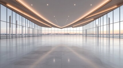 Fototapeta premium Exploring the Essence of Normalist Architecture in a Spacious Room with City Views