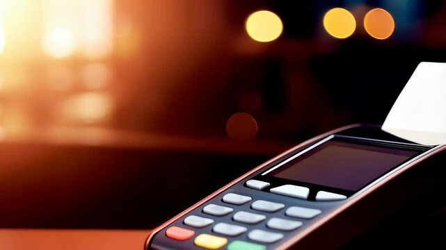 Investment business diversification concept. Payment terminal with rising graph backdrop, symbolizing financial growth.