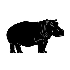 Fototapeta premium Black silhouette of a hippopotamus. (3)