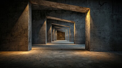 Fototapeta premium Exploring the Depths of Normalist Architecture Through Dark Spaces and Natural Light