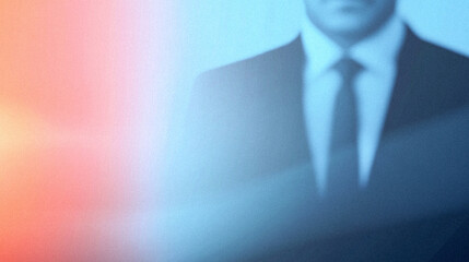 Professional Businessman in a Dark Suit with a Blurred Abstract Background – Corporate Identity, Leadership, and Entrepreneurial Success