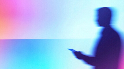 Minimalist Abstract Background with Blurred Businessman Using Smartphone – Digital Communication, Fintech, and Remote Work Concept