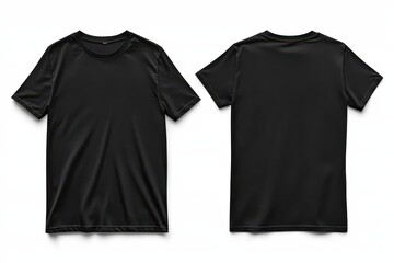 Naklejka premium Black unisex T-shirt in wrinkle-free design with front and back views