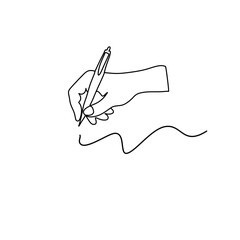 Hand holding pen and writing
